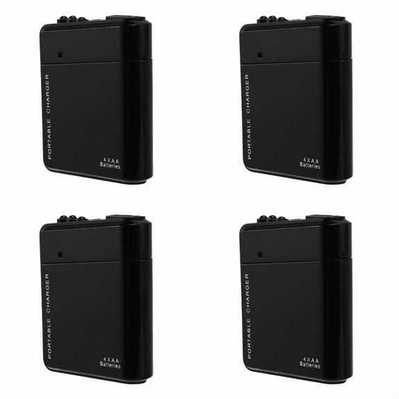 4pcs Black 4X AA Battery Portable Emergency Power Charger USB for Cell Phone