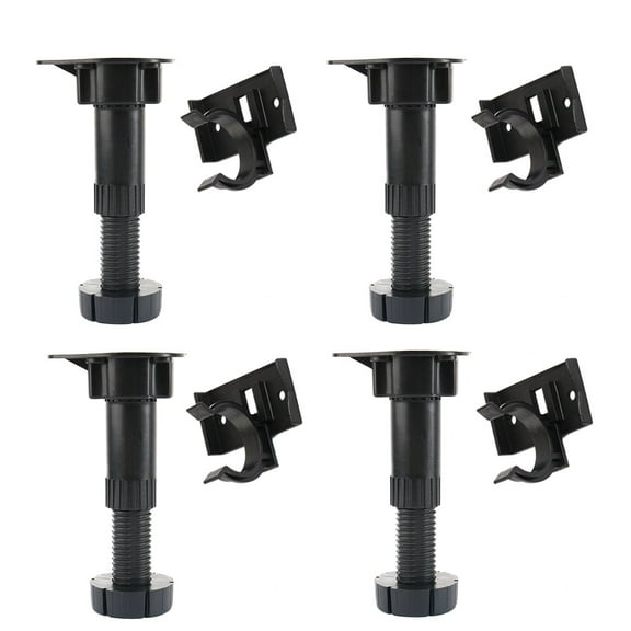 4pcs Black Adjustable Height Cabinet Cupboard Leg Foot for Kitchen Bathroom