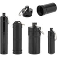 thumbnail image 1 of 4pcs Black Aluminium Alloy Detachable Small Multi-use Box Waterproof and Smell Proof Metal Tube with Iron Key Ring Container Holder Bottle Tube Container, 1 of 6