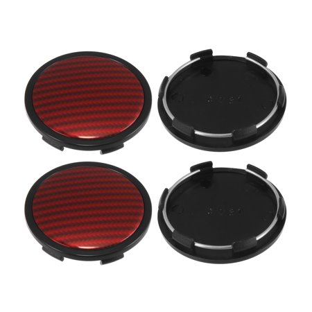 4pcs Black Base 65mm Dia 6 Clips Wheel Tyre Center Hub Caps Cover for Car Auto Vehicle Red Sticker