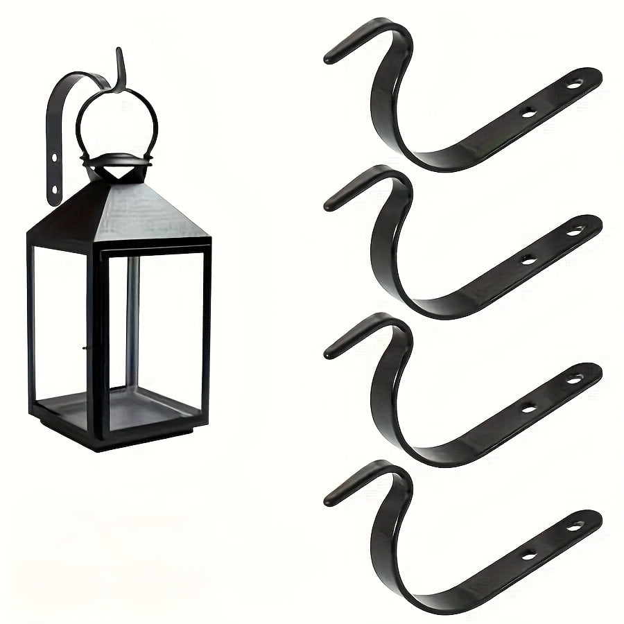 4pcs Black Iron Hook Single Hooks Hanging Basket Lantern Wall Hooks