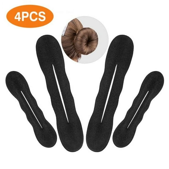 4pcs Black Magic Hair Bun Maker, EEEkit Foam Sponge Bun Twist Shaper, Hair Donuts Chignon, Hair Disk Ponytail Bun Maker