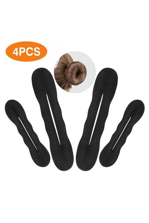 4pcs Black Magic Hair Bun Maker, EEEkit Foam Sponge Bun Twist Shaper, Hair Donuts Chignon, Hair Disk Ponytail Bun Maker