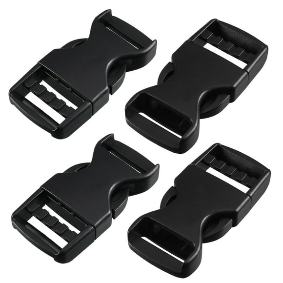 4pcs Black Plastic Curved Side Quick Release Buckles Snap Clip for 20mm Webbing Strap Band