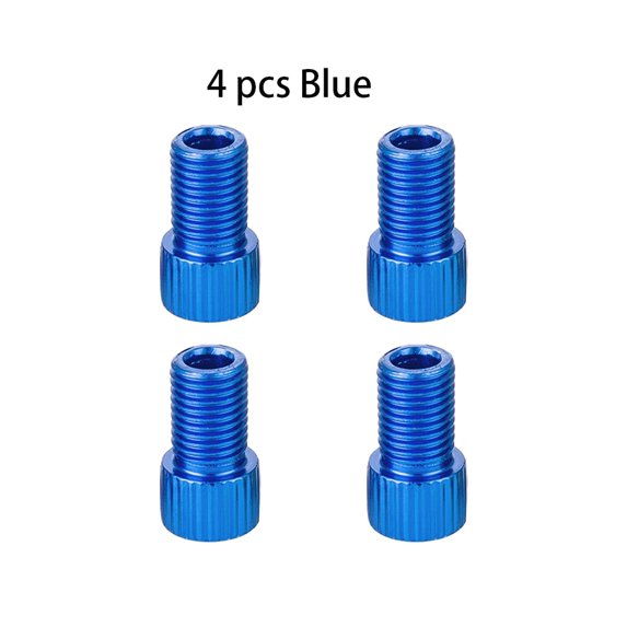 4pcs Blue-Aluminum Bike Valve, PRESTA to SCHRADER Converter, Car Valve Adapter