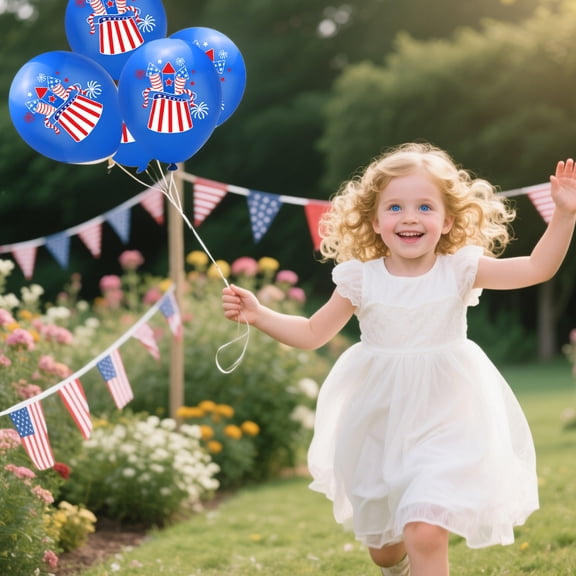 4pcs Blue Fourth Of July Balloons - Patriotic Independence Day Decor, Festive Event Balloons for July 4th, Indoor and Outdoor Party Use, Easy to Inflate and Hang
