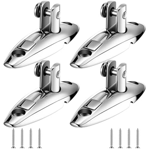4pcs Boat Bimini Top Swivel Hinge Quick Release 316 Stainless Steel Bimini Top Swivel Deck Side Mount Marine Hardware with 8 Screws for Boat Yachts$$Watercraft