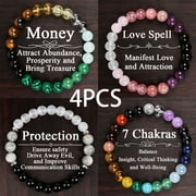 4pcs Bohemian Chic Beaded Bracelet Set with Citrine, Malachite, Rose Quartz & Tiger Eye - Elegant Jewelry for Wealth Attraction & Spiritual Balance, Perfect Gift for Women and Moms, Jewelry Set,4pcs