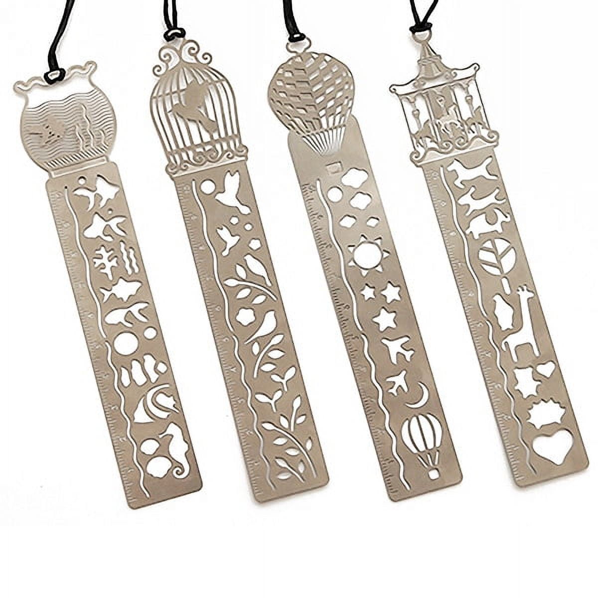 4pcs Bookmark Stencil Stainless Steel Hollow Drawing Template Tool DIY