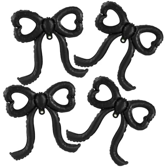 4pcs Bow Balloons, Funny Bow Balloons Decorations Birthday Themed Party Decorations Supplies for Birthday Bridal Shower Bachelorette Party (Black)