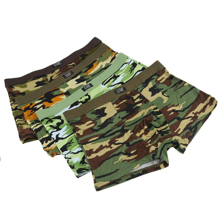 4pcs/Box Soft Breathable Men'S Underwear Military Camouflage Print Boxer  Brief