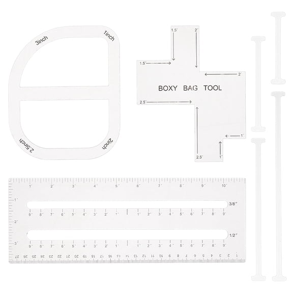 4pcs Boxy Bag Making Templates Clear Bag Template Notion Acrylic Quilting Templates Patchwork Ruler Sewing Tools Set for Beginners Curve Bag