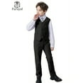 thumbnail image 1 of 4pcs Boy's Gentleman Suit, Suit Jacket Long Sleeve Plain Color Shirt & Pants & Vest & Tie, Spring And Autumn Boys Preppy Style Vest Set For Competition Performance Wedding Banquet Dress, 1 of 5