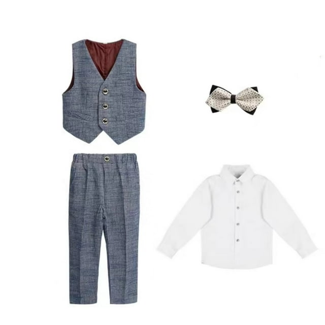 4pcs Boys' Formal Suit Set Long Sleeve Striped Blazer & Pants, for ...
