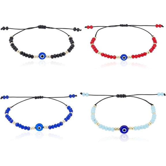 4pcs Bracelets Bracelets Bracelets for Women Dainty Beaded Bracelets Adjustable String Amulet Jewelry Gift for Women Men On Christmas Day Birthday for DIY