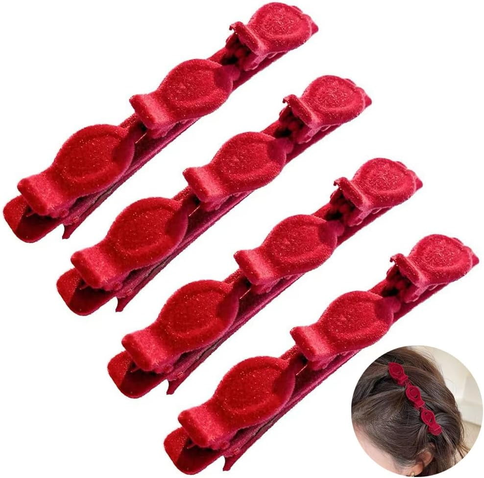 4pcs Braided Hair Clips for Women Girl,Double Retro Layer Twist Plait