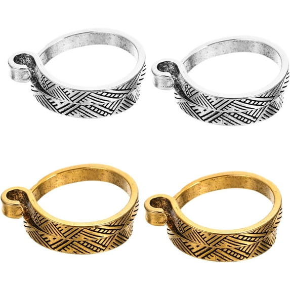 4pcs Braided Ring Vintage Rings Metal Decor Yarn Guide Finger Ring Crochet Loop Ring To Weave Tool
