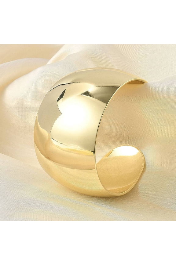 4pcs Brass Cuff Open Bangles Long-Lasting Plated Golden Inner Diameter: 2-1/4 inch(5.6cm) 38mm Brass