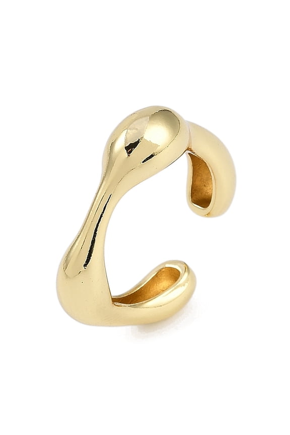 4pcs Brass Cuff Rings Wide Band Rings for Women golden Twist Wave 7mm