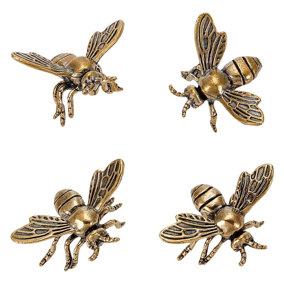 4pcs Brass Figure Bees Display Decorations Home Decoration Bronze 30x40.5x30mm