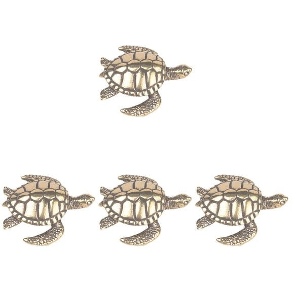 4pcs Brass Tortoise Statue Turtle Collectible Figure Desk Wealth Animal Sculpture Home Decor