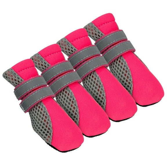 4pcs Breathable Mesh Dog Shoes Non Slip Dog Boots Booties Pet Socks for Snow Rain Reflective