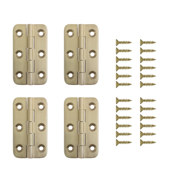 4pcs Brushed Nickel And Brass Color Solid Brass 2" Hinge Open 270 Degree Small Furniture Hinge With Screws
