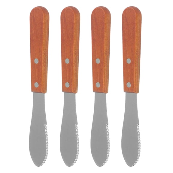 DEEPCRAFF 4-Piece Multi-Function Cheese and Butter Spreaders with Ergonomic Wooden Handles for Easy Serving