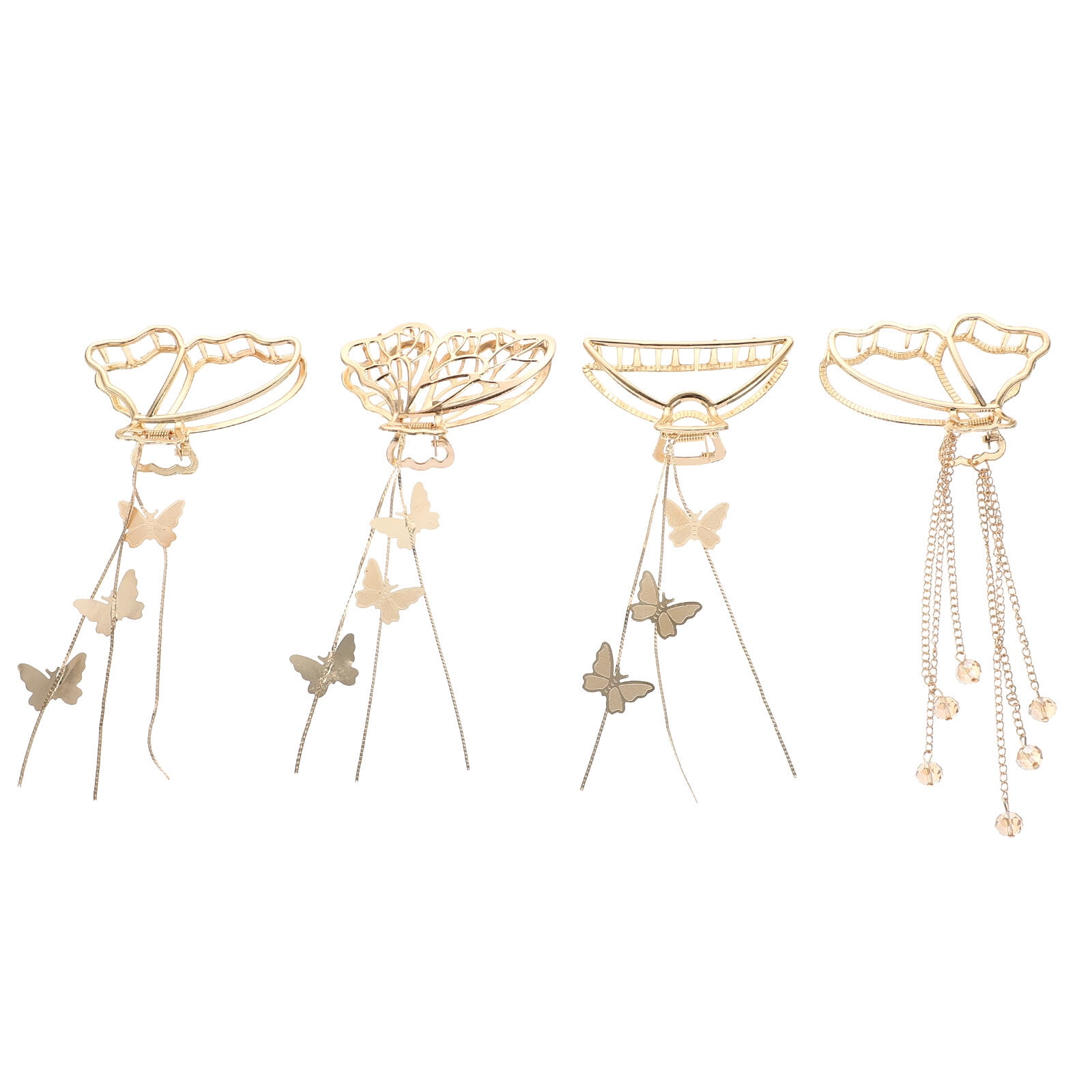 4pcs Butterflies Hair Claw Clamp Tassel Jaw Clip Women Hair Clasp Clips