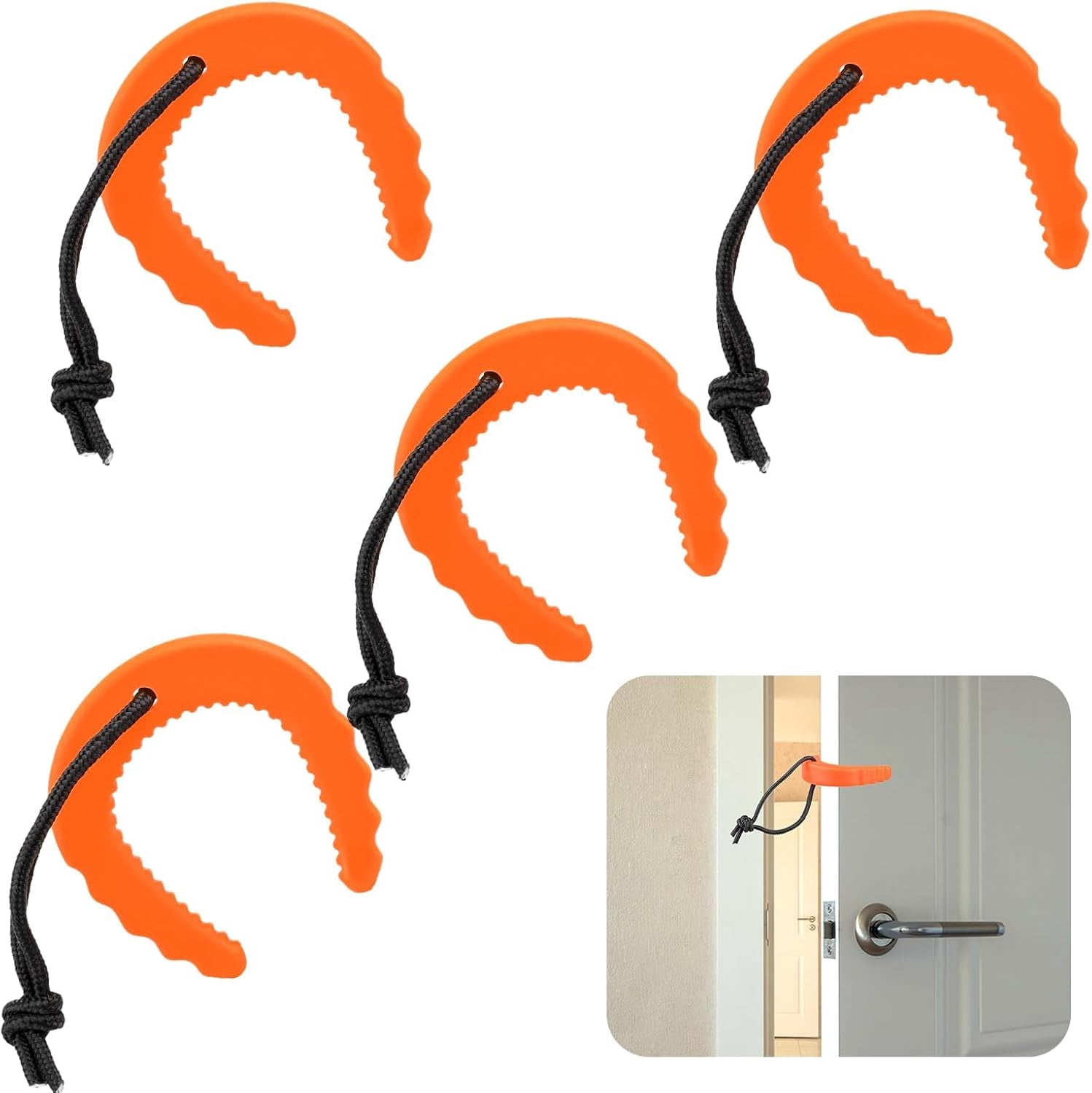 4pcs C-Type Rubber Door Stoppers,Door Wedge for Home, Office & Commercial Door Stop First Responder Doorstop for Police & Firefighter and Emergency (Orange)
