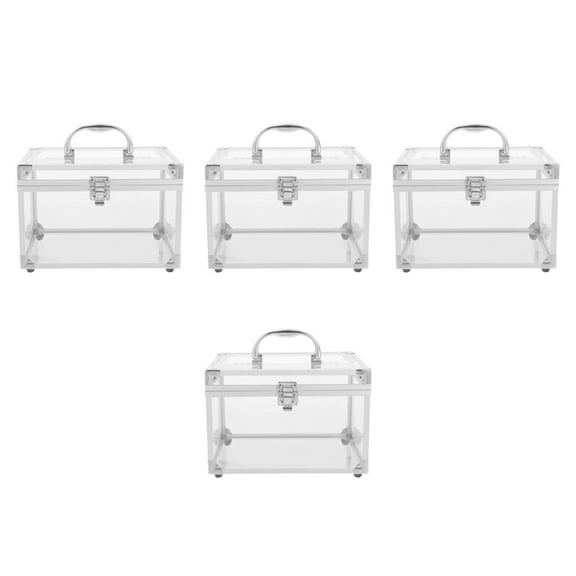 PartyKindom Silver Acrylic Cd Storage Boxes - Clear, Sturdy, Space-Saving for Home Use (4Pcs)