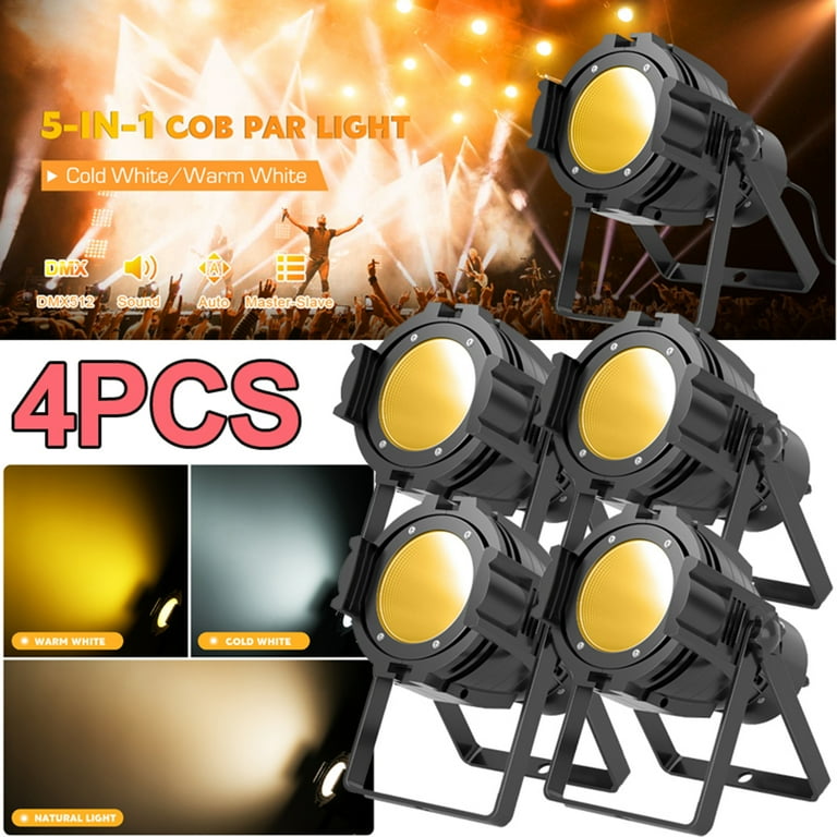 4pcs COB Lights LED Par Light Normal White Warm White Stage Wash Lights DMX Stage Lights for Church Theater Party Stage Show Club Karaoke Photo