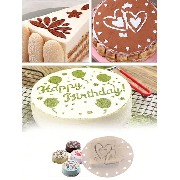 4pcs Cake Baking Clear Template Decorating Stencil For Cookie Cake Pastry Wedding Birthday Party Powder Sugar Mesh Tools Restaurant Baking Tool Set