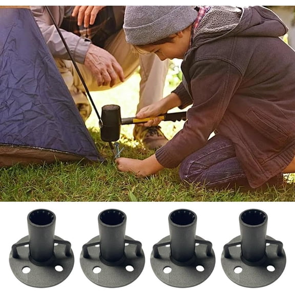 4pcs Camping Tent Pole End Bracket, Canopy Tent Horizontal Sign Mount Bracket, Replacement Pole Base for Camping Tents, Patio, and Backyard Shelter
