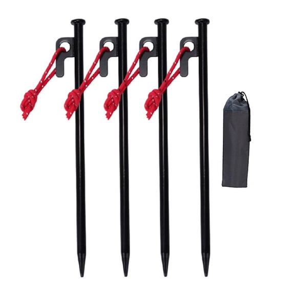 4pcs Camping Tent Stakes Ground Pegs Heavy Duty with Reflective Guy Lines