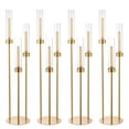 thumbnail image 1 of 4pcs Candelabra 3 Arm Gold Taper Candle Holder with Glass Lampshade, Metal Candlestick Holder for Dining Table Centerpiece, Wedding Decor, Birthday Party Candle Stand, 1 of 9