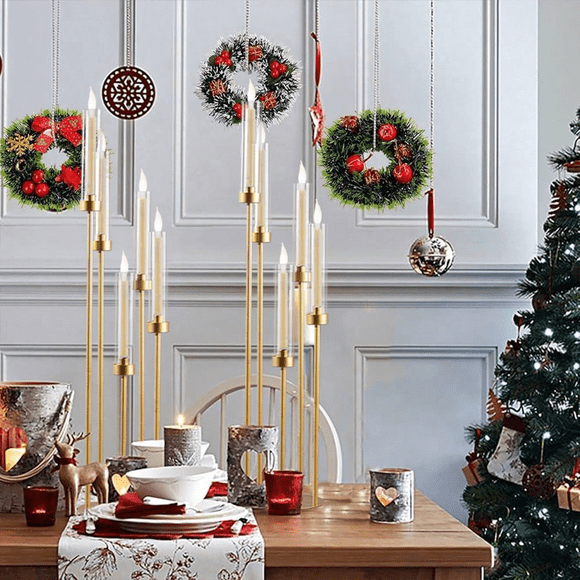 4pcs Candelabra Tall Floor Candle Holder With Acrylic Lampshade For Wedding Table Birthday Party Home Decoration Fit LED Taper Candles