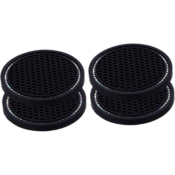 4pcs Car Coaster Rhinestone Car Cup Coasters Auto Crystal Coasters Glitter Car Cup Coaster Car Cup Holder Coaster Silicone Drink Cup Mat Car Cup Mat Truck Travel Flash Silica Gel