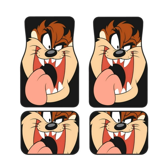 4pcs Car Floor Mats Set Taz Mania Print Car Floor Mat Durable Fabric Heavy Duty Auto Floor Carpets Seats Universal Auto Interior Accessories