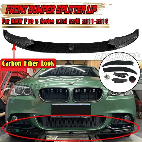 4pcs Car Front Bumper Lip Spoiler Splitter Surround Molding Cover Trim For BMW F10 5 Series 535i 528i M Sport 2011-2016 Body Kit