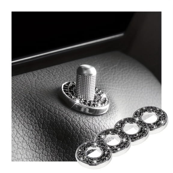 4pcs Car Inner Door Lock Covers, Rhinestone Pull Rod Bolt Decoration Stickers, Auto Universal Sparkly Door Bolt Cap