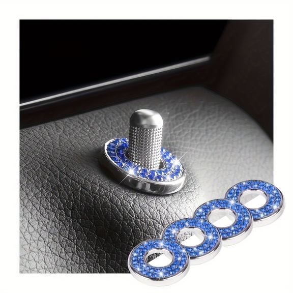 4pcs Car Inner Door Lock Covers, Rhinestone Pull Rod Bolt Decoration Stickers, Auto Universal Sparkly Door Bolt Cap