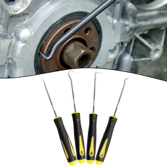4pcs Car Pick & Hook Set O Ring Oil Seal Gasket Puller Remover Craft Hand Tool