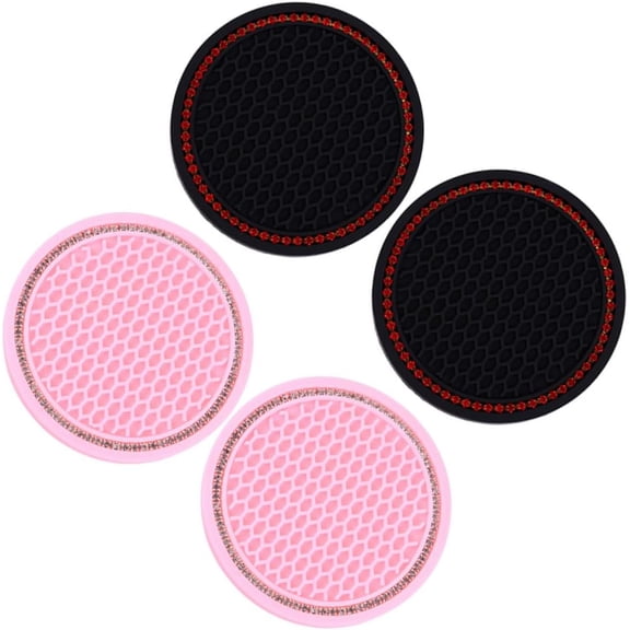 4pcs Car Silicone Coaster car Cup Holder Coasters Rhinestone Cup mat Beer Mats car Drink Coaster Universal Silicone Auto Coaster Travel Pearlescent Automatic Cup Holder Silica Gel