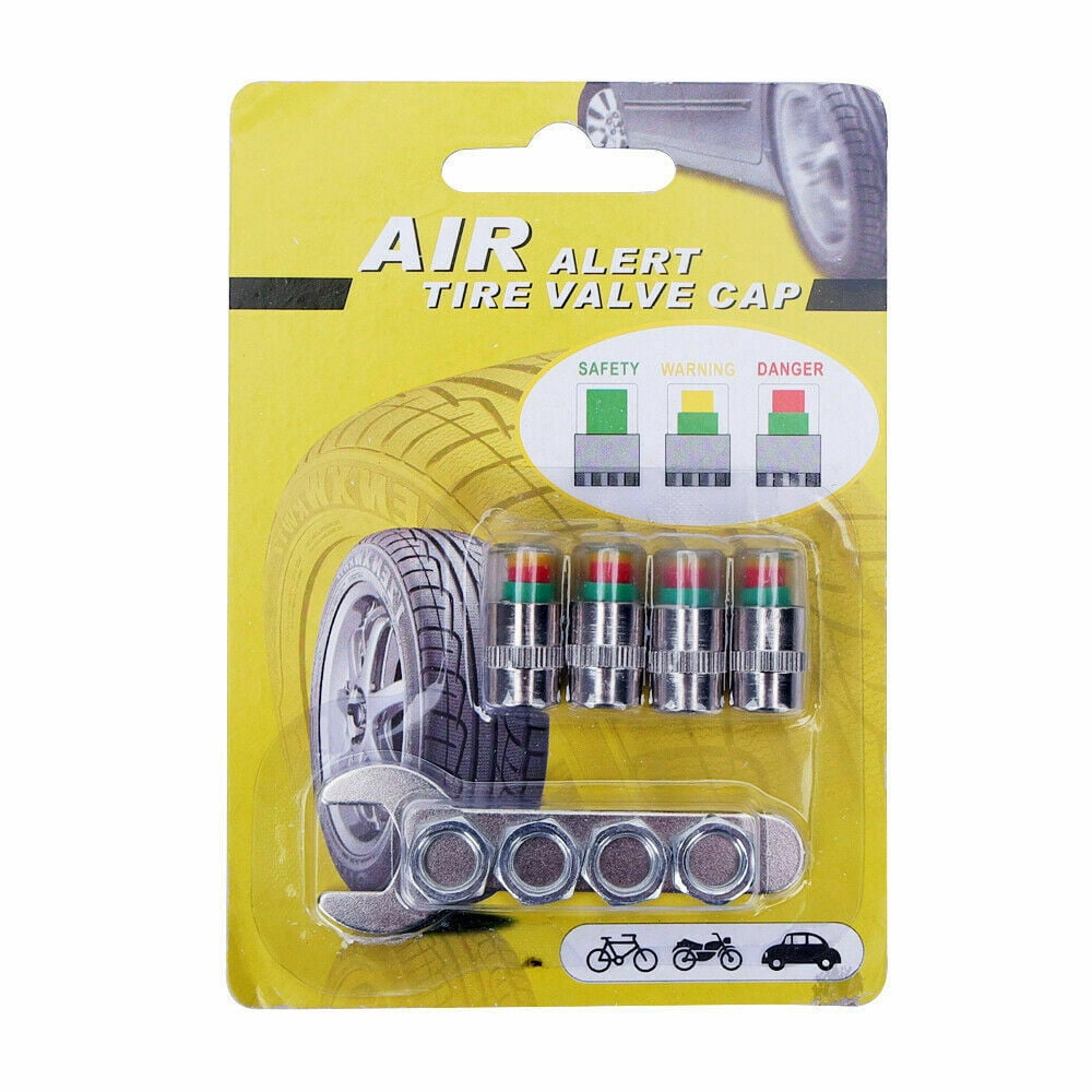 4pcs Car Tire Pressure Monitor Valve Stem Cap Sensor Indicator Saft