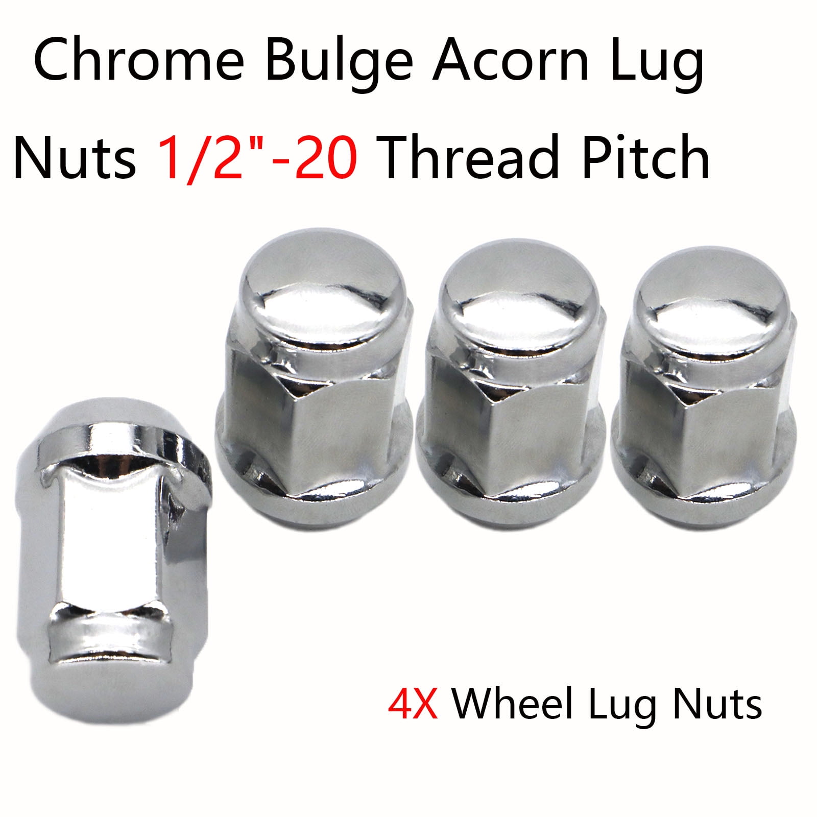 4pcs Car Wheel Lug Nuts 1/2"20 60 Degree Tapered 32mm for Jeep Grand Cherokee Silver