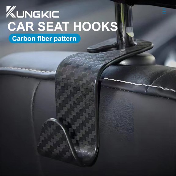 4pcs Carbon Fiber Pattern Universal Car Hooks Car Interior Accessories Car Organizer Accessories, Black