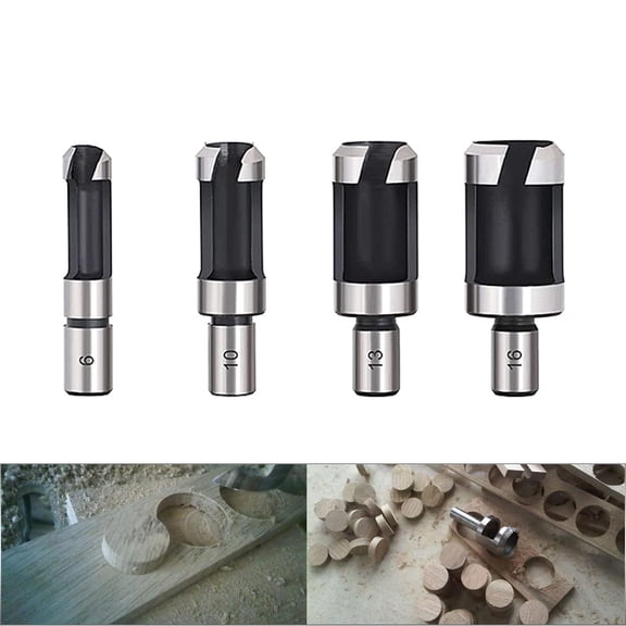 4pcs Carbon Steel Wood Plug Cutter Set 6mm-16mm Drill Bit Tool for Woodworking