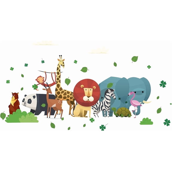 4pcs Cartoon Animal Vinyl Wall Decal Forest Wall Stickers Self-Adhesive Peel Stick Nature DIY Mural Decoration for DIY handcrafting