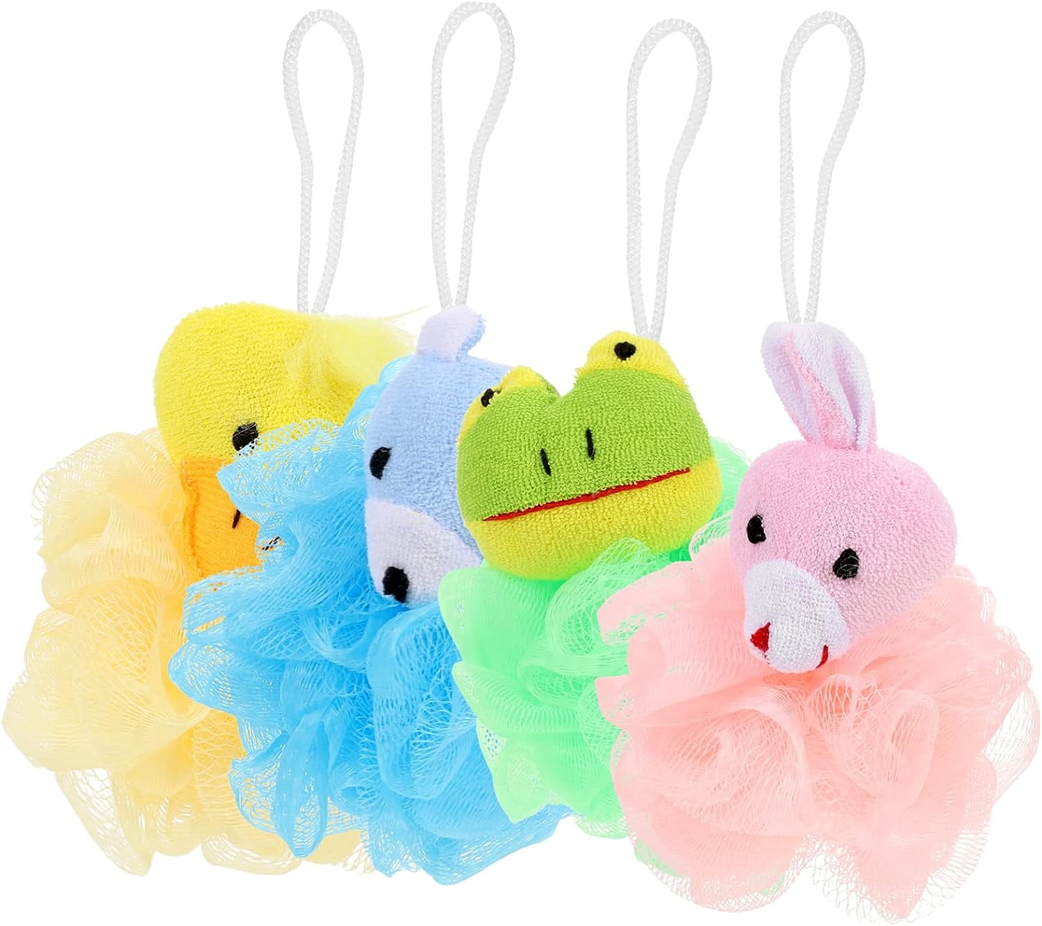 4pcs Cartoon Bath Ball Set Bath Scrubber for Body Kids Bath Sponge Body